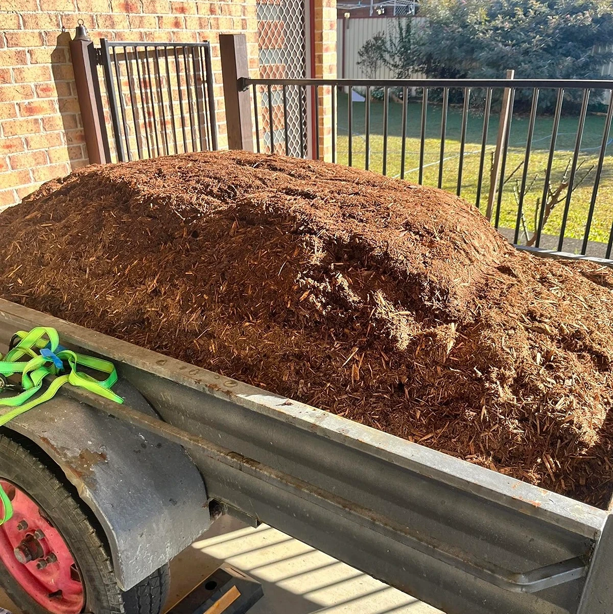Mulch pile in a wagon