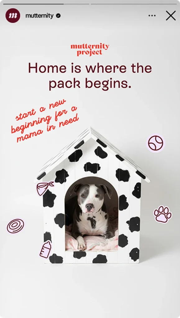 Meta ads ad for Mutternity - "Home is where the pack begins"