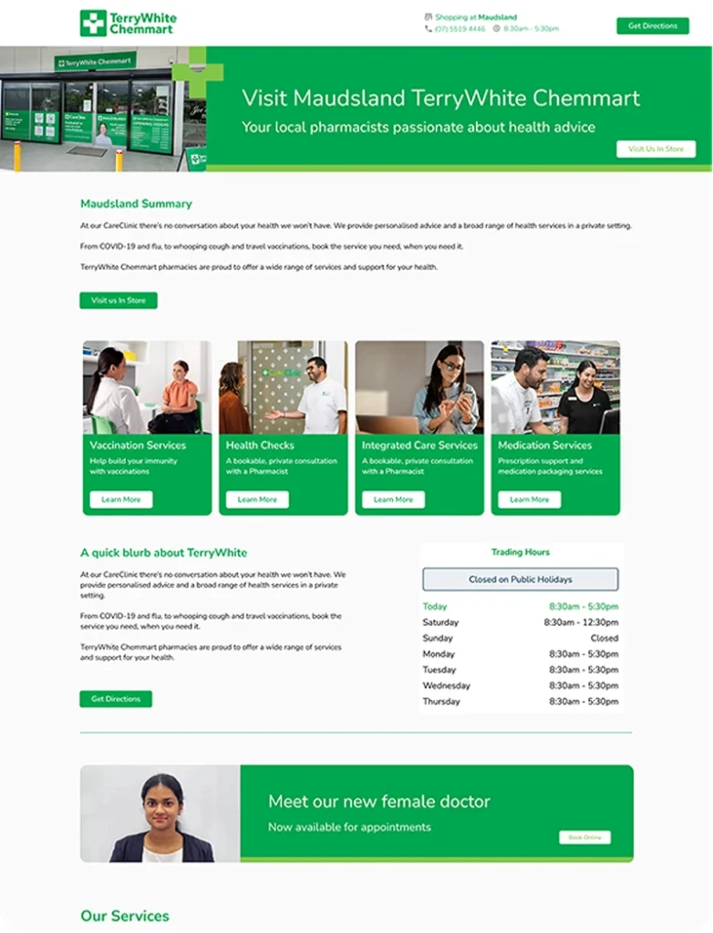 TerryWhite Chemmart homepage desktop layout