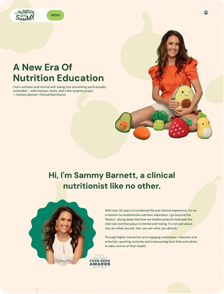 Nutrition with Sammy homepage