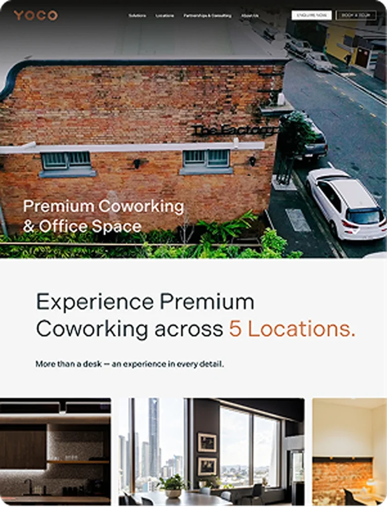 YoCo homepage desktop layout