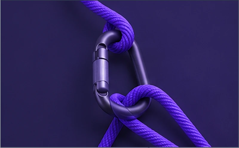Carabiner connecting two ropes graphic