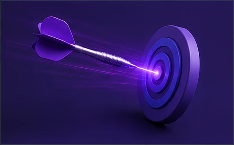 Dart hitting bullseye graphic