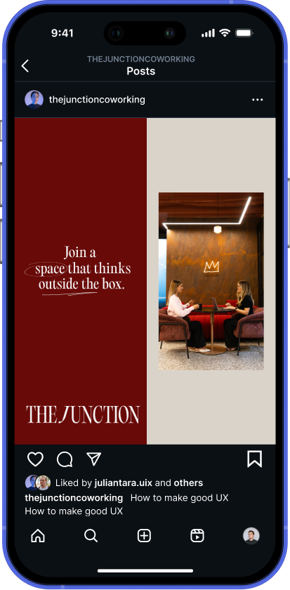 The Junction Instagram post on mobile screen